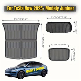Resim 2025 Tesla Model Y Juniper İçin Ön ve Arka Bagaj Matları - Kaymaz Yüzeyli, Su Geçirmez TPE Kargo Koruyucu - Yüksek Kaliteli Aile Araç İçi Aksesuarı, Tekstürlü Zemin Kaplaması, Dayanıklı Bagaj Paspası 