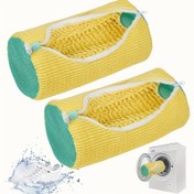 Resim Dayanıklı Sarı Polyester Ayakkabı Yıkama Çantası, File Cepli ve Fermuarlı Kapatma - Spor Ayakkabılar, Saatler ve Takı Aksesuarları için İdeal, Makinede Yıkanabilir Güvenli Çamaşır Aksesuarı | Fermuarlı Kapamalı Çanta | Dayanıklı Yıkama Torbası 