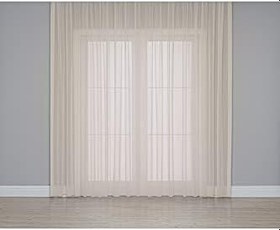 Resim Gauze Fabric Design Folded Keten Plus Bej KETEN PLUS YÜKSEK KALİTELİ TÜL PERDE 125 x 250 