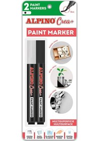 Resim Alpino Crea+ Paint Marker Tüm Yüzeyler İçin Boyama Markörü Siyah-beyaz 2'li Blister 
