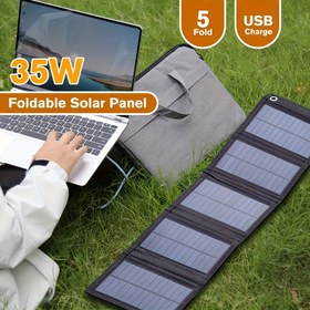 Resim 35W Katlanabilir Güneş Paneli Şarj Cihazı, Açık Hava Kampı ve Seyahat için Taşınabilir USB Güneş Enerjisi Bankası, Çok Amaçlı Telefon Fan Şarj Cihazı, Pil Gerektirmez, Kamp Aksesuarı|Çok Amaçlı Şarj Cihazı|Güneş Paneli Şarj Cihazı, Güneş Paneli Şarj Cihazı, 12V-24V 