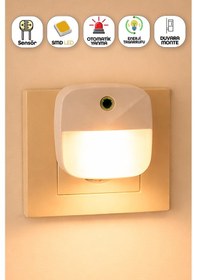 Resim Otomatik Gece Lambası Işığa Duyarlı Ldr Sensörlü Fotoselli Karanlık Sensörlü Işık Beyaz Kare Pt233 Beyaz 