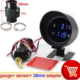 Resim Xiyu Shop 38 mm Siyah Adaptör Stili H Araba Dijital LED Su Sıcaklık Ölçer Santigrat Su Sıcaklığı Ortak Boru Sensörü ile 10 mm Adaptör Npt Voltmetre 2 In 1 (Yurt Dışından) 