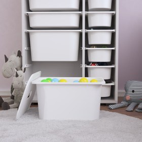 Resim Rine 14 Sepetli Kapaklı Çok Amaçlı Oyuncak Dolabı Beyaz 2d4k8u 