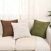Resim 1 adet Chenille Jacquard Polka Dot Atma Yastık Kılıfı - Vintage Tarzı, Bej ve Kahverengi, Fermuarlı, Elde Yıkanabilir, Oturma Odası veya Yatak Odası Dekoru için Mükemmel, Dekoratif Yastıklar 