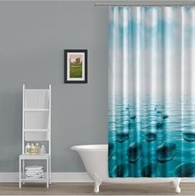 Resim Tropik Home Duş Perdesi Küf Tutmaz Polyester Kumaş Banyo Perdesi Tek Kanat Banyo Dekorasyon Perdesi 180x200 Cm Mavi 