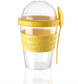Resim pazariz Take'n Go Kapaklı Kaşıklı Hazırla Ve Çok Meyveli Yoğurt Kabı Sarı 