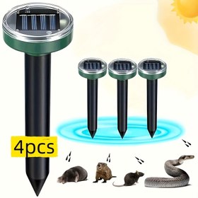 Resim 4 Set, Güneş Enerjili Köstebek Kovucu Ses Dalgası Teknolojisi Yılan Kovucu, Yerdomuzu Kovucu, Gopher Kovucu, Sonik Köstebek Çekici Pimleri, Yılan Kovucu, Gopher, Köstebek, Vole Kovucu, Açık Alanlar, Bahçeler ve Tarlalar için Uygun 
