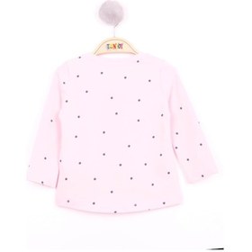 Resim Toontoy Kids Toontoy Kız Bebek Köpek Nakışlı T-shirt Açık Pembe 