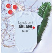 Resim Limon Unisex Bebek Baskılı En Çok Beni Ablam Sever Pamuklu Çıtçıtlı Body Zıbın 
