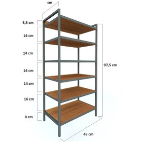 Resim 6 Raflı Ayakkabılık Metal-Ahşap Çok Amaçlı Raf Diğer 
