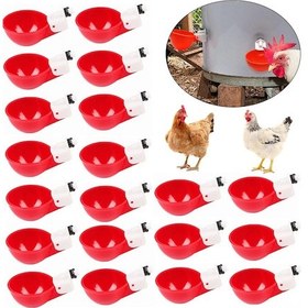 Resim Xiyyadms Otomatik Kümes Hayvanı Suluk Seti - Tavuk, Ördek, Kaz Ve Hindi İçin Dayanıklı Ve Pratik Su Kabı 20 Adet Kırmızı Kap + Siyah Somun 