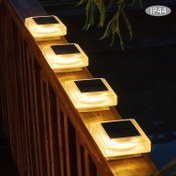 Resim 2 adet 30LED Güneş Enerjili Güverte Işıkları, Parlak ve Sıcak Beyaz Güneş Sütun Işıkları, Ahşap Çitlere, Merdivenlere, 