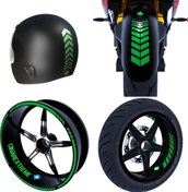 Resim Moto Rider 4'lü Sticker Seti Orman Yeşili İç Dış Jant Şeridi Kask ve Çamurluk Çınar Extreme Çınar Extreme