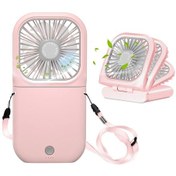 Resim Mini Taşınabilir Usb Şarj Edilebilir Vantilatör - 7 Kanat - 3 Hız Pembe 