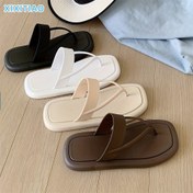 Resim Kadınlar için XIXITIAO Kore Esintili Kaymaz Düz Tabanlı Terlikler - Yastıklı İçlikli Hafif PVC Plaj Terlikleri, Kadınlar için Yazlık Kapalı/Açık Alan Kullanımı İçin Giyilebilir Sandaletler (Siyah/Beyaz/Bej/Kahverengi) | Günlük Rahat Ayakkabı 