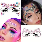 Resim 5 Parça Parıltılı Taşlı Sticker Set Yüzler İçin, Partiler ve Promlar İçin Mükemmel, Denizkızı Tarzı Karışık Tasarımlı Elmas Yüz Süslemeleri ile Konserler ve Sahne Partileri İçin Şenlik Süslemeleri İçin Uygun (Renkler ve Şekiller Rastgele). 