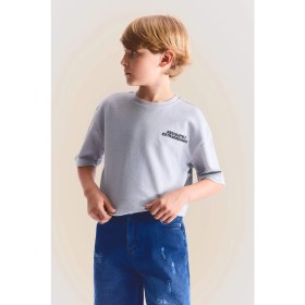 Resim DeFacto Oversize Bisiklet Yaka Baskılı Kısa Kollu Gri Tişört Erkek Çocuk H8204A826HS 