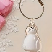 Resim Sevimli Karikatür Kedi Tüy Toplayıcı Şişe - Altın Tonlu Örgülü İp ve Anahtarlık ile Şeffaf Plastik Evcil Hayvan Tüy Saklama, Pilsiz Ev Dekoru için Kedi Severler İçin 