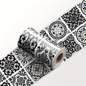 Resim 1 adet Siyah ve Beyaz Mandala Tarzı Dekoratif Dikiş Kapatıcı Ev Dekorasyonu Köşe Sticker Mutfak Banyo Yatak Odası Duvar Kenar Gizleyici Su Geçirmez Duvar Çıkartması 30.0*240.03 cm Büyük Boyda Mevcut 