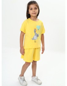 Resim Toontoy Kids Toontoy Kız Çocuk Ördek Baskılı Şortlu Takım Koyu Sarı 
