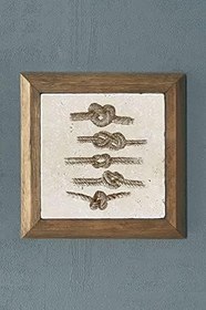 Resim Oscar Stone Decor Masif Çerçeveli Doğaltaş Tablo Pano 28x28 cm Gemici Düğümü Halat Düğüm 