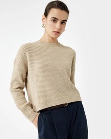 Resim Koton Bisiklet Yaka Triko Kadın Basic Kazak 6wak90025ht Bej 