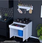 Resim Modilayn Birce Xl Set Ocak Altı Dolabı 70x88x56 Cm Tüp Bölmeli Ve Üst Baharat Raflı Beyaz 