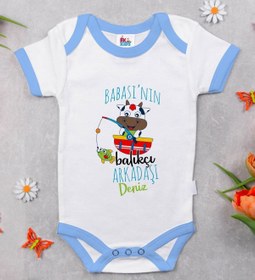Resim Bitmeyen Kartuş Bk Kids Kişiye Özel Mavi Bebek Body Zıbın - Model 143 