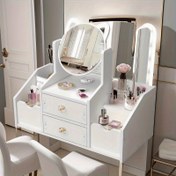 Resim 1 Adet Beyaz & Pembe Modern Makyaj Masası Aynalı, 68.58 cm Yükseklik, 3.2 Cu Ft Kapasite, Ahşap Olmayan Oda veya Dressing Alternatifi (Kolay Montaj), Tuvalet Masası, Kompakt Tuvalet Masası, Aynalı Komodin, Makyaj Organizatörleri ve Saklama, Makyaj Organizatörleri ve Saklama, Yatak Odası İçin Tuvalet Masası, Organizatörler ve Depolama, Kız Odası Dekoru, Aynalı Masa, Kozmetik Saklama Organizatörü, Depolama ve Organizasyon, Makyaj Masası Düzenleyicileri ve Depolama, 
