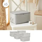 Resim 5'li Küçük Boy Gri Balıksırtı Hurç Set 30 X 22 X 18 Cm Ocean Home Textile