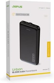 Resim Jopus 10000mAh Powerbank Led Işık Göstergeli Taşınabilir Hızlı Şarj Cihazı Siyah JP-P10, 17498 
