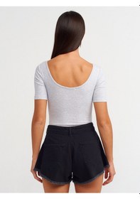 Resim Dilvin Kısa Kollu Bodysuit Gri Melanj 
