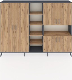 Resim Arges Dolap 13 Raflı 6 Kapaklı 220x30x163 Antrasit-çam Atlas Çam - Antrasit 