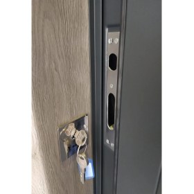 Resim Tezdoor Antrasit Renk ve Ahşap Desenli Çelik Kapı, Daire Kapısı, Villa Kapısı, Tırnaklı Sistem Çelik Kapı 