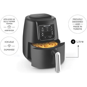 Resim Karaca Air Pro Cook 3 in 1 XL Ev Yemeği, Közleme, Sulu Yemek Tencereli Airfryer Black Silver 4 Kişilik 