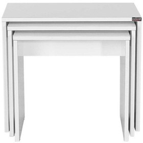 Resim Trıple Zigon Sehpa - Parlak Lake Beyaz 55x47x40 cm (GxYxD) 