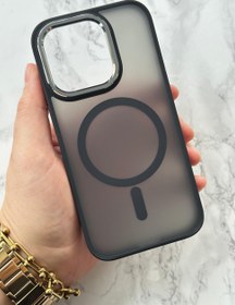 Resim iPhone 14 Pro Max Magsafe Özellikli Krom Kamera Çıkıntılı Yanları Silikon Arkası Buzlu Zaga kılıf 