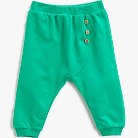 Resim Erkek Bebek Jogger Eşofman Altı Düğme Detaylı Beli Lastikli 