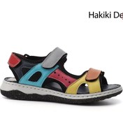 Resim GÖNDERİ(R) Kadın / Kız Gökkuşağı Cırt Bantlı Dolgu Topuklu Hakiki Deri Comfort Sandalet 