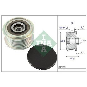 Resim Ina 535011410 Alternatör Kasnağı Clıo Iı-mgn-kng-scenıc K4m-k4j-k9k-f4p 6 Kanal Rulmanlı Ayarlı 7701477689-7700110616 