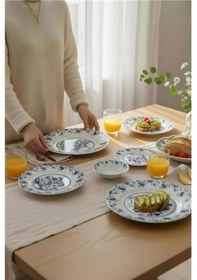 Resim Akayev Porselen Blue Dream 8 Parça 4 Kişilik Kahvaltı Takımı Beyaz 