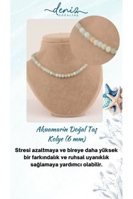 Resim Deniz Doğal Taş Sertifikalı Akuamarin ( Taşlar) Doğaltaş Kolye 6 Mm, M015 