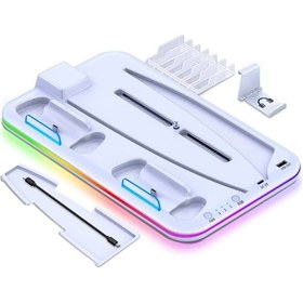 Resim Ps5 / Psvr2 Denetleyicisi İçin Rgb Işıklı Çok Fonksiyonlu Soğutma Tabanı 