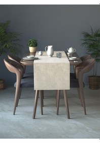 Resim Kadife Dokulu Ekru Rengi Daily Series Runner 40 X 140 Ekru 