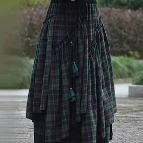 Resim Targeted BK021409 Ekose Desenli Asimetrik Etek 