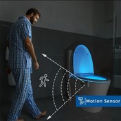 Resim 16 Renkli Hareket Sensörlü Tuvalet Koltuğu Işığı - LED Gece Banyo Aksesuarı, Kızılötesi Hareket Dedektörü, Otomatik Açma/Kapama, Modern Tasarım, Banyo Aydınlatması | Modern LED Işık | Renk Değiştiren LED Işık 