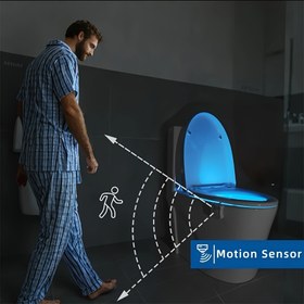 Resim 16 Renkli Hareket Sensörlü Tuvalet Koltuğu Işığı - LED Gece Banyo Aksesuarı, Kızılötesi Hareket Dedektörü, Otomatik Açma/Kapama, Modern Tasarım, Banyo Aydınlatması | Modern LED Işık | Renk Değiştiren LED Işık 