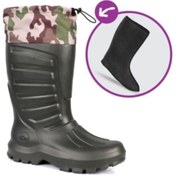 Resim Genel Markalar Termal Eva Konçlu Çoraplı Kauçuk Çizme Haki Renk 