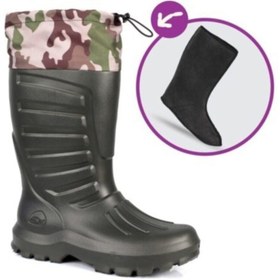 Resim Genel Markalar Termal Eva Konçlu Çoraplı Kauçuk Çizme Haki Renk 